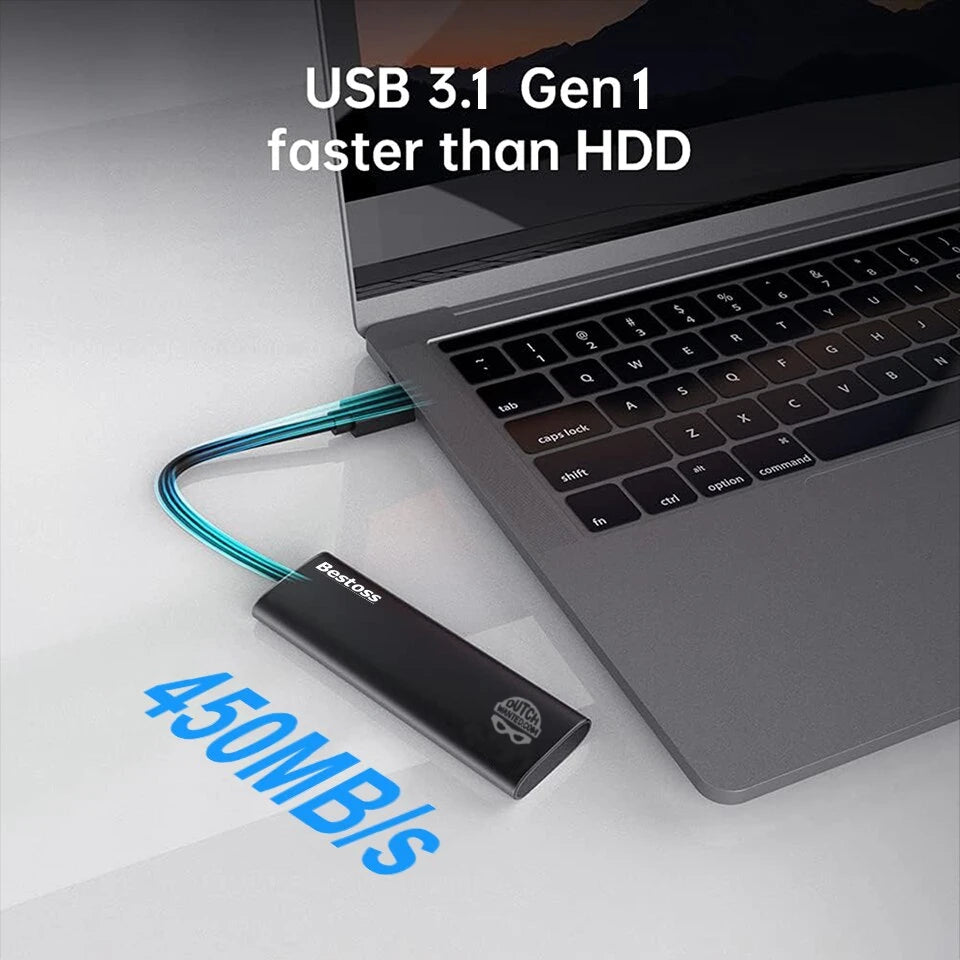 Dutch Wanted Bestoss Gen 2 Draagbare SSD Externe Harde Schijf - Snelle writing speed van 450mb p/s - 1TB aan Solide State Opslag - Plug and play - Portable storage - Opslag extern pc of laptop - USB 3.2 - Harde schijf expansion