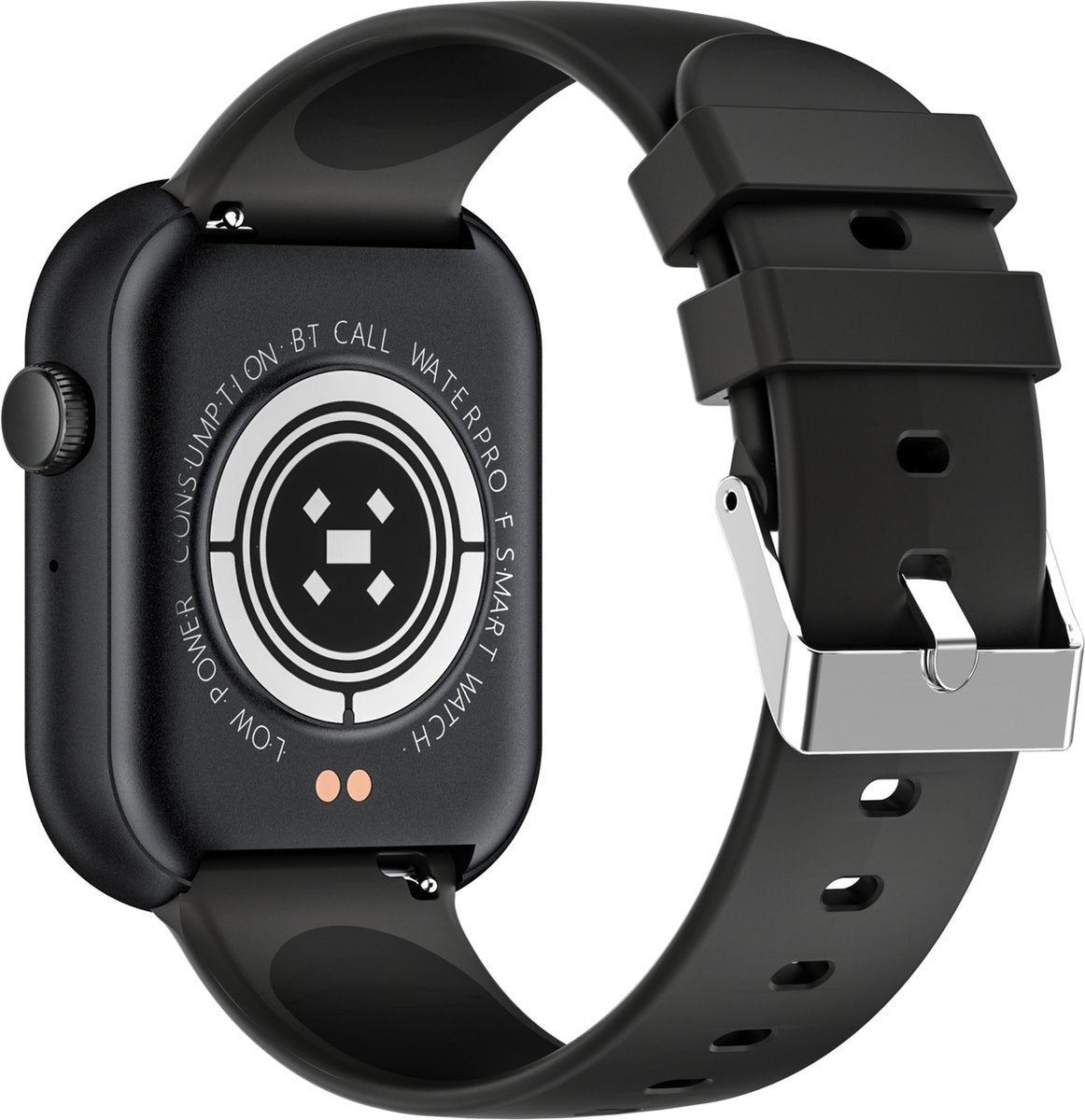 Dutch Wanted - Black Smartwatch - 45,5mm - Siliconen Band - Voor Dames en Heren - Stappenteller - IOS en Android - Zwart