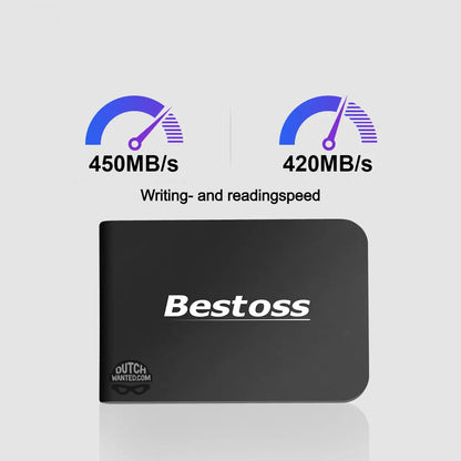 Dutch Wanted Bestoss Gen 1 Draagbare SSD Externe Harde Schijf - Snelle writing speed van 450mb p/s - 256GB aan Solide State Opslag - Plug and play - Portable storage - Opslag extern pc of laptop - USB 3.2 - Harde schijf expansion