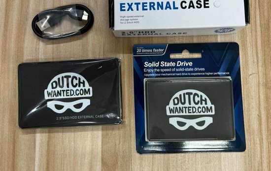 Dutch Wanted SSDriveGuard Draagbare SSD Externe Harde Schijf + Gratis Case - Snelle writing speed van 550mb p/s - 512GB aan Solide State Opslag - Plug and play - Portable storage - Opslag extern pc of laptop - USB 3.2 - Harde schijf expansion