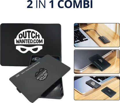 Dutch Wanted SSDriveGuard Draagbare SSD Externe Harde Schijf + Gratis Case - Snelle writing speed van 550mb p/s - 512GB aan Solide State Opslag - Plug and play - Portable storage - Opslag extern pc of laptop - USB 3.2 - Harde schijf expansion