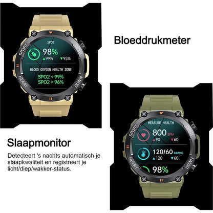 DutchWanted - Indestructible Smartwatch - 47mm - Voor Dames en Heren - Stappenteller - Hartslagmeter - IOS en Android - Zwart