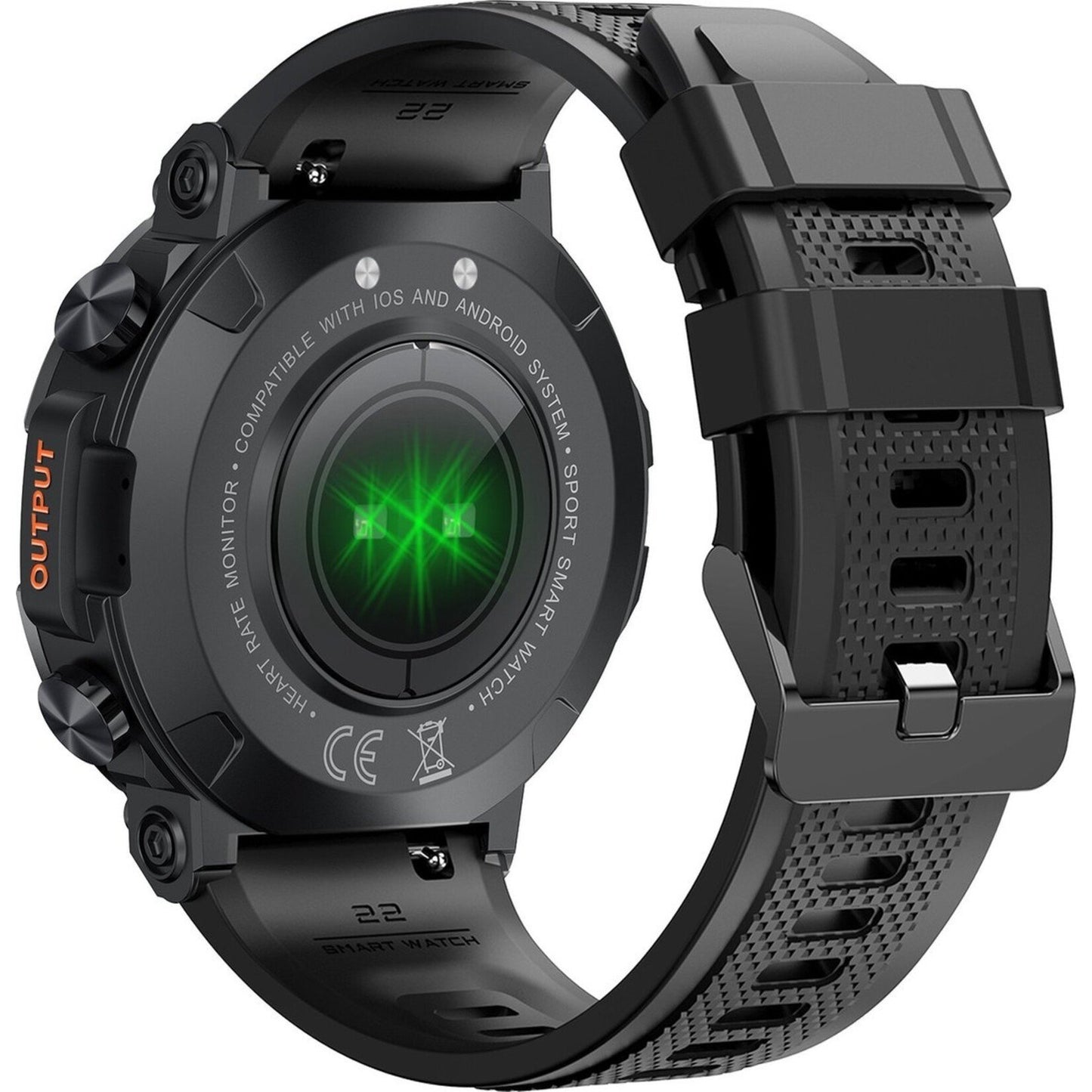 DutchWanted - Indestructible Smartwatch - 47mm - Voor Dames en Heren - Stappenteller - Hartslagmeter - IOS en Android - Zwart